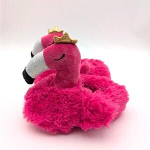 Cute Fluffy Flamingo Plush Animal Slippers Kids' Pink Size US9-10 EU25-27